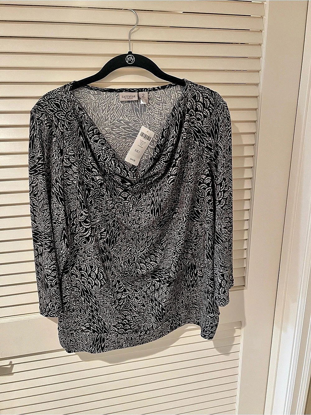 Easywear by Chico's Abstract Print Blouse in Black & White Size 2 NWT